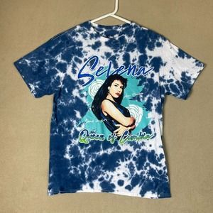 Selena‎ T-Shirt Adult Medium Blue Tie Dye Selena Quintanilla Short Sleeve Mens